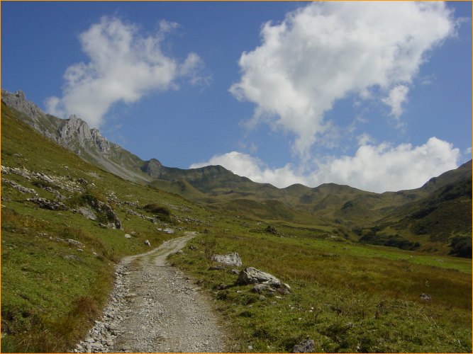 aufstieg durchs langgezogene vals zur golrosa htte. 